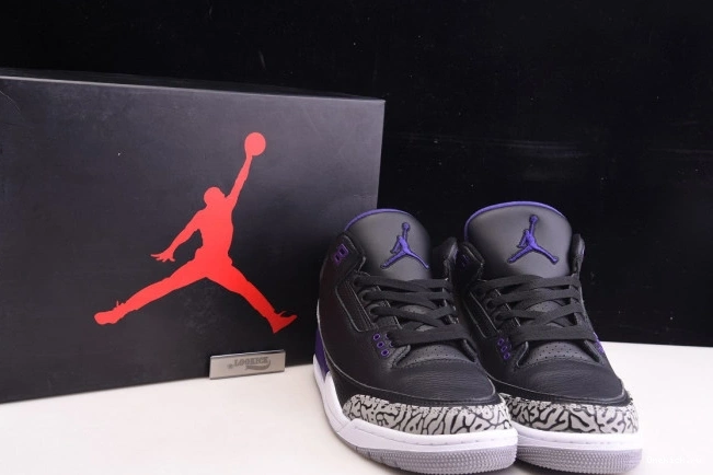 One Kick Black Purple Air Court 3 Jordan Retro CT8532-050 0808
